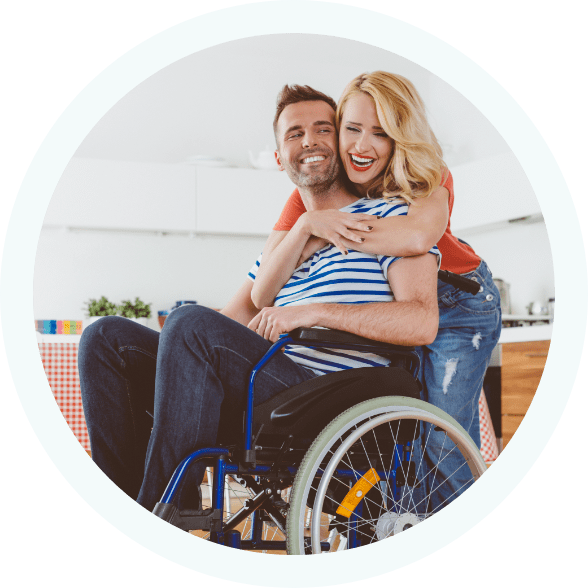 Woman hugging man who was injured