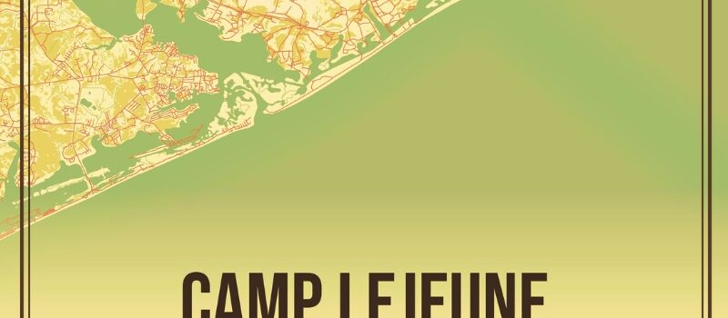 Retro US city map of Camp Lejeune, North Carolina. Vintage street map.