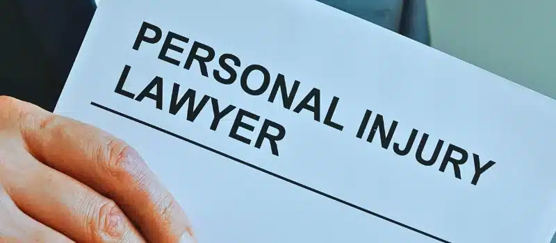 A lawyer holding a paper with "Personal Injury Lawyer" text written on it.