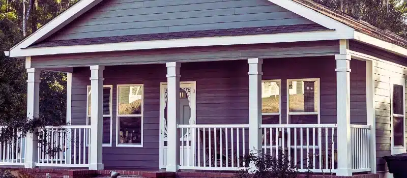 A blue house.