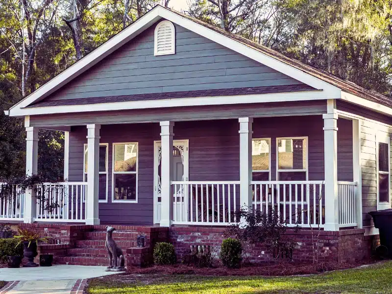 A blue house.