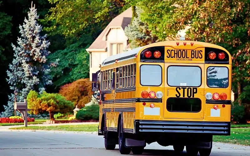 School bus on the neighbourhood.