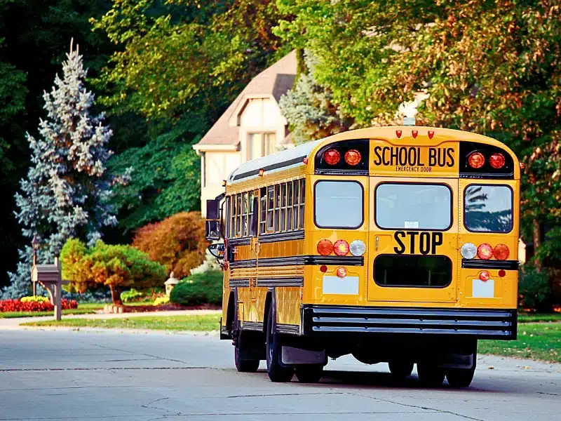 School bus on the neighbourhood.
